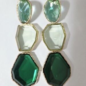 NWOT Fashion Couture Chunky Earrings Green 4 Inches Long